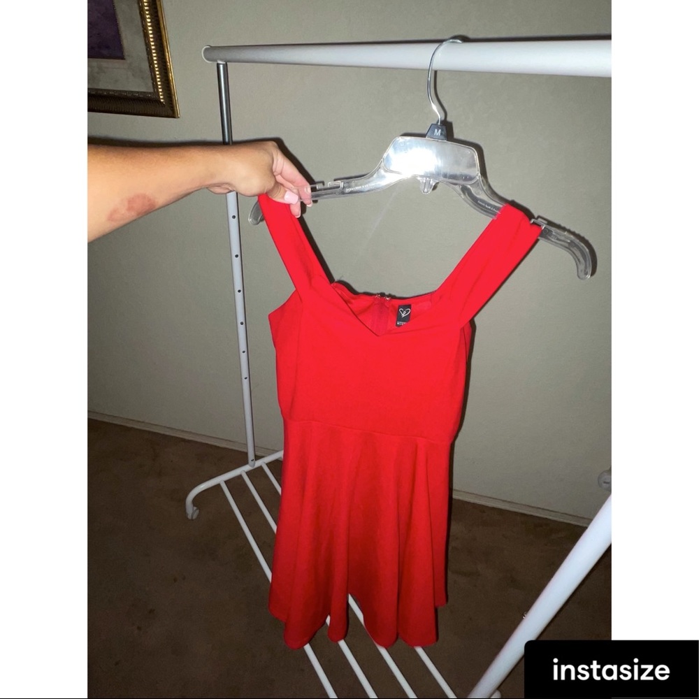 Red off the shoulder dress